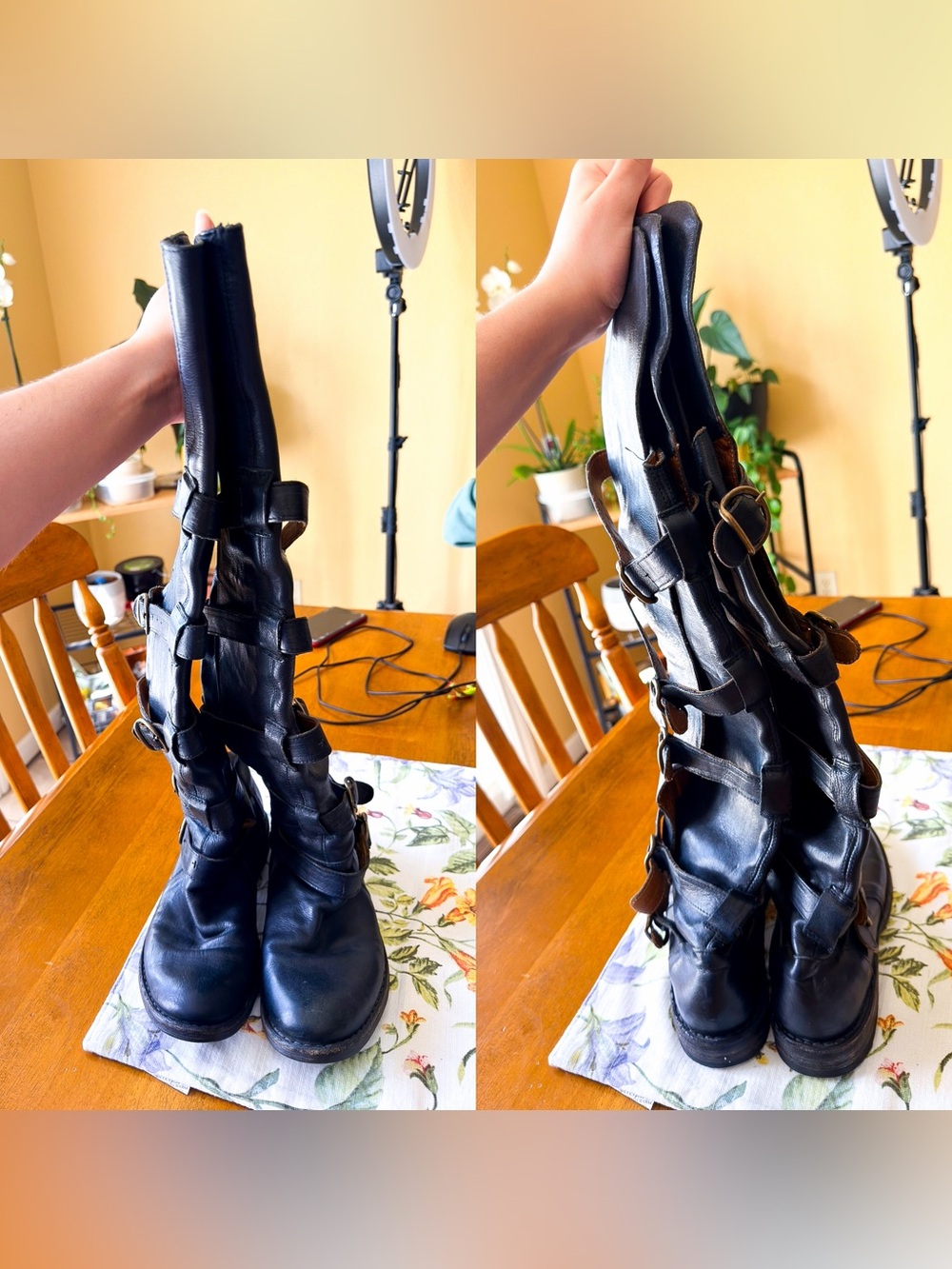 Fiorentini + Baker Eternity Tall Buckle Boots Distressed Black 37.5 GUC - Picture 5 of 7
